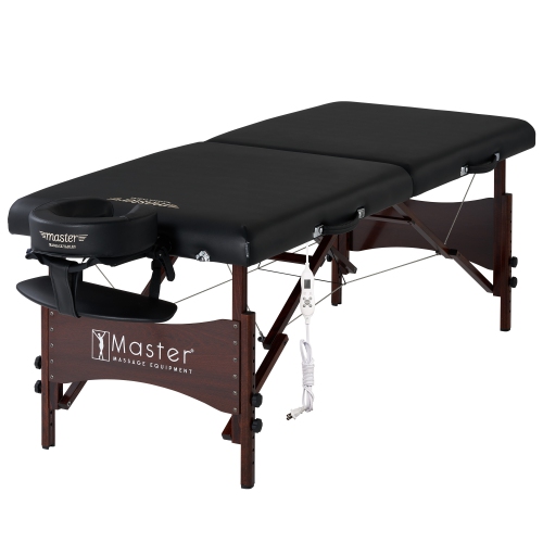 Master Massage 28" Roma Therma Top Heated Portable Massage Table, Wide Salon Spa Beauty Facial Bed with Adjustable Heating System, Face Pillow, and