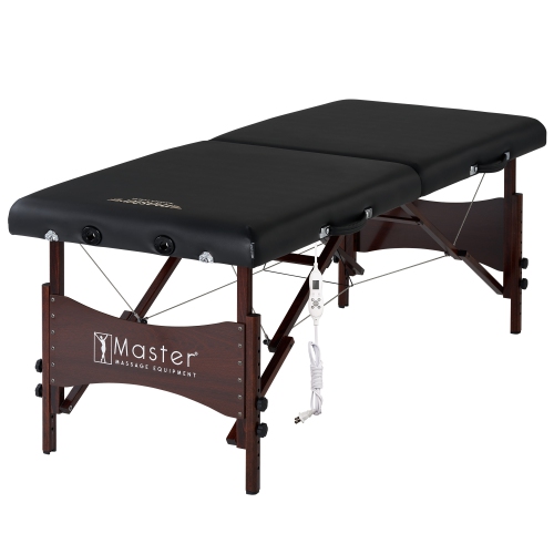 Master Massage 28" Roma Therma Top Heated Portable Massage Table, Wide Salon Spa Beauty Facial Bed with Adjustable Heating System, Face Pillow, and