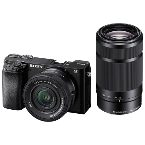 Image 1 of 10.. Sony Alpha 6100 APS-C Mirrorless Camera with 16-50mm & 55-210mm Lenses - Black