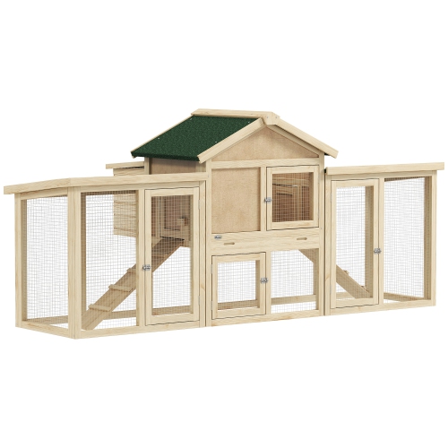PAWHUT  80" Chicken Coop, Wooden Hen House Large Rabbit Hutch Poultry Cage Pen With Nesting Box, Run, Ramp, Drawer, for Outdoor Backyard Garden