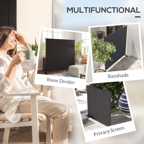 Outsunny Single Panel Room Divider with Lockable Wheels, 6ft Rolling Privacy Screen, Portable Freestanding Room Partition Separator for Home Office