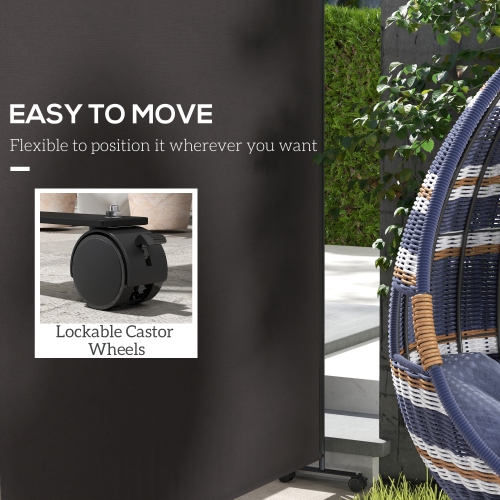 Outsunny Single Panel Room Divider with Lockable Wheels, 6ft Rolling Privacy Screen, Portable Freestanding Room Partition Separator for Home Office