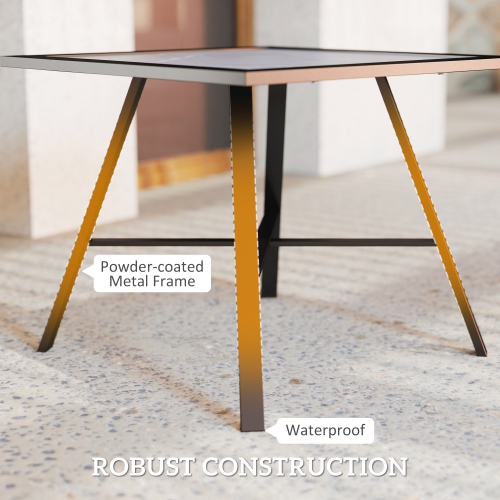 Outsunny Patio Side Table, Small Outdoor Side Table with SPC Tabletop, Metal Frame and Foot Pads for Garden, Patio, Lawn, Balcony, Grey