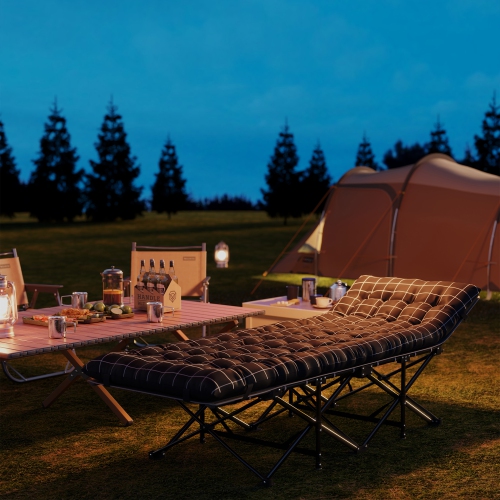 Outsunny Camping Cot for Adults with Mattress, 26.4" Wide Folding Bed with Storage Pocket, Carry Bag and Non Slip Feet for Outdoor Travel Home