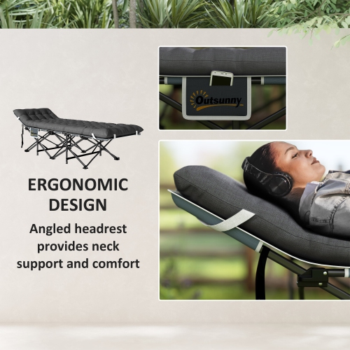 Outsunny Camping Cot for Adults with Mattress, 26.8" Wide Folding Bed with Carry Bag and Non-Slip Feet for Outdoor Travel Home Office, Max Load 330