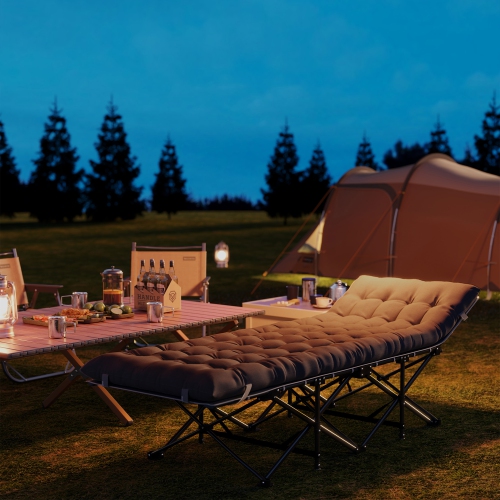 Outsunny Camping Cot for Adults with Mattress, 26.8" Wide Folding Bed with Carry Bag and Non-Slip Feet for Outdoor Travel Home Office, Max Load 330