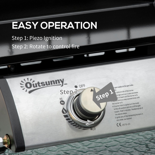 Outsunny Liquefied Gas Grill with 2 Stainless Steel Burners, Portable Tabletop Gas BBQ with Non-Stick Griddle, 90000 Each Burner for Camping, Picnic,