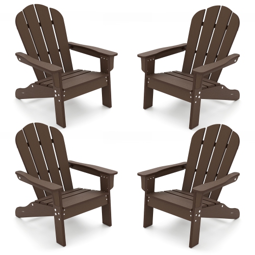 GYMAX  4PCs Kid's Adirondack Chair All-Weather HDpe Toddler Lawn Chair W/ Ergonomic Design