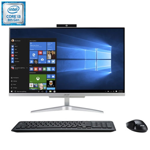 Image 1 de 2.. Remis à neuf - Ordinateur tout-en-un de 24&nbsp;po Aspire C d'Acer - Argenté (Core Ci3-8130U d'Intel/HDD d'1&nbsp;To/RAM 8&nbsp;Go/Windows 10)