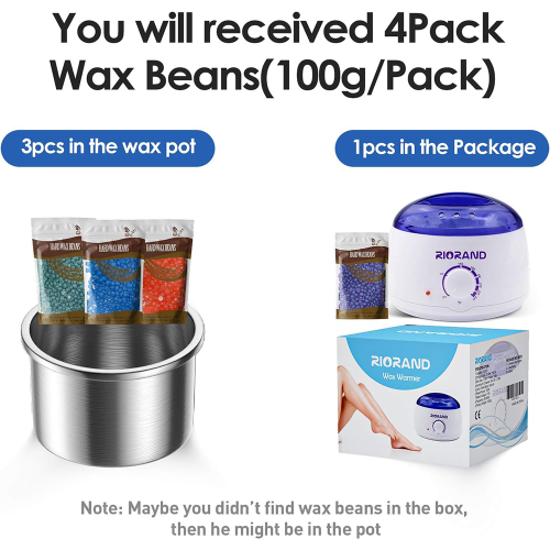 RioRand Wax Warmer Hair Removal Kit with Hard Wax Beans and Wax Applicator Sticks