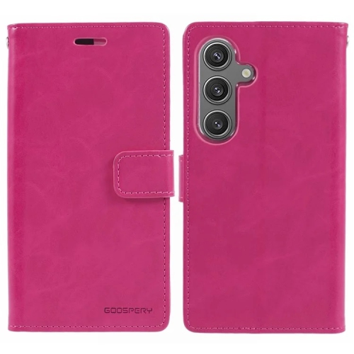 TopSave Goospery BLUEMOON Card Slot w/Magnetic Clip Leather Folio Wallet Flip For Samsung Galaxy S25 6.2-inch, Hot Pink