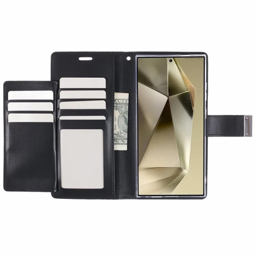 TopSave Goospery RICHE MAX(5) fente pour carte avec pince magnétique, portefeuille folio en cuir, rabat pour Samsung Galaxy S25 Ultra 6,9&nbsp;po,
