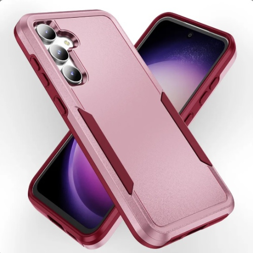 TopSave New Style Matt Polish PC+TPU 2 in 1 Slim Lightweight Shockproof, Rugged, Protective Armor Case For Samsung Galaxy S25 6.2-inch, Pink