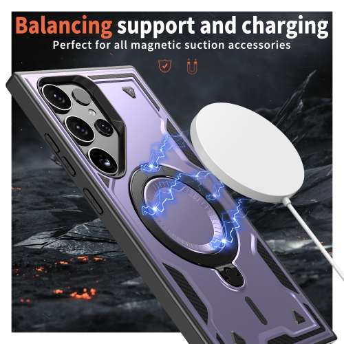 XCRS Defender Case Magsafe Cover, Magnetic Metal Kickstand Ring Holder Shockproof Case for Samsung Galaxy S24 Ultra
