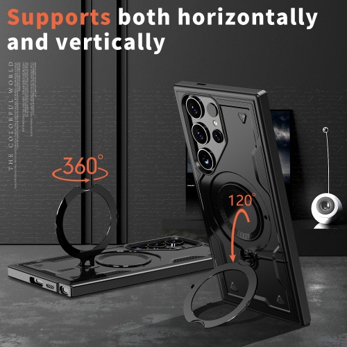 XCRS Defender Case Magsafe Cover, Magnetic Metal Kickstand Ring Holder Shockproof Case for Samsung Galaxy S24 Ultra