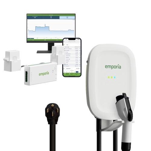 Image 1 of 8.. Emporia Energy White 40A Wi-Fi Level 2 NEMA 14-50 J1772 EV Charger with Load Management
