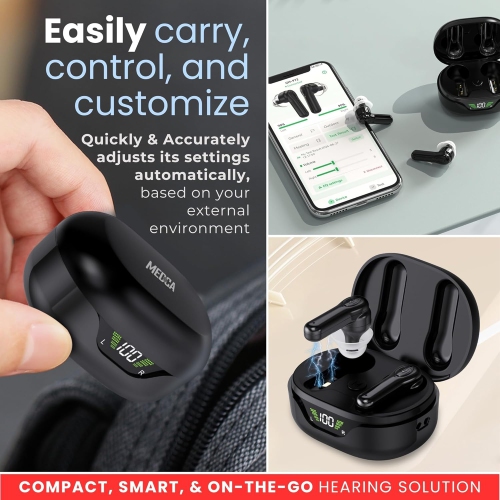 Premium Digital Hearing Aids for Seniors and Adults w/Noise Reduction, Lightweight In-Ear Bluetooth Hearing Amplifiers, Smart App Control,