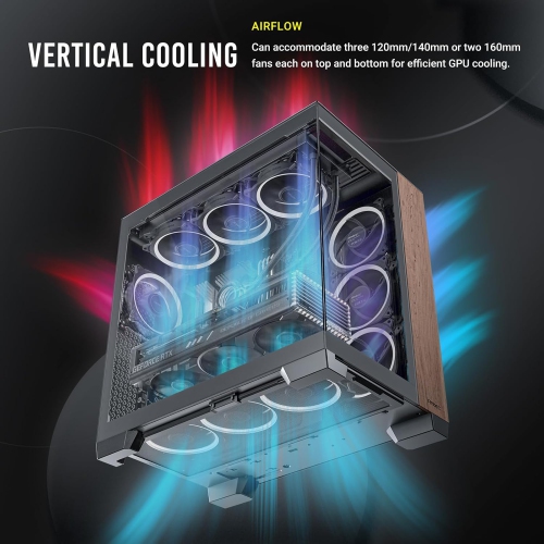 Antec C8 Wood, Fans not Included, Wooden Front Panel, Dual-Chamber Layout