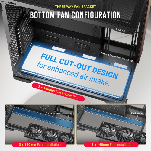 Antec C8 Wood, Fans not Included, Wooden Front Panel, Dual-Chamber Layout