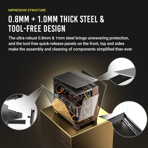 Antec C8 Wood, Fans not Included, Wooden Front Panel, Dual-Chamber Layout