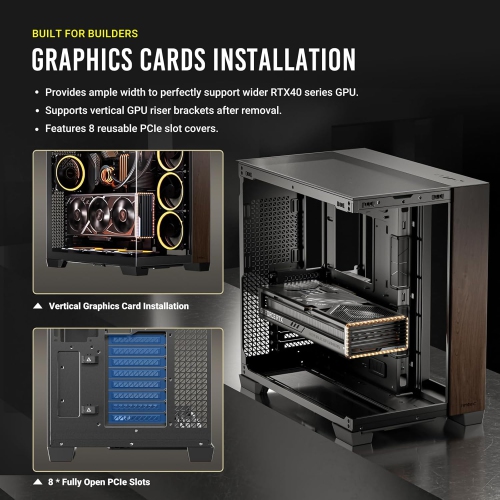 Antec C8 Wood, Fans not Included, Wooden Front Panel, Dual-Chamber Layout