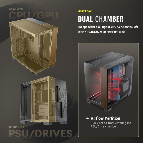 Antec C8 Wood, Fans not Included, Wooden Front Panel, Dual-Chamber Layout