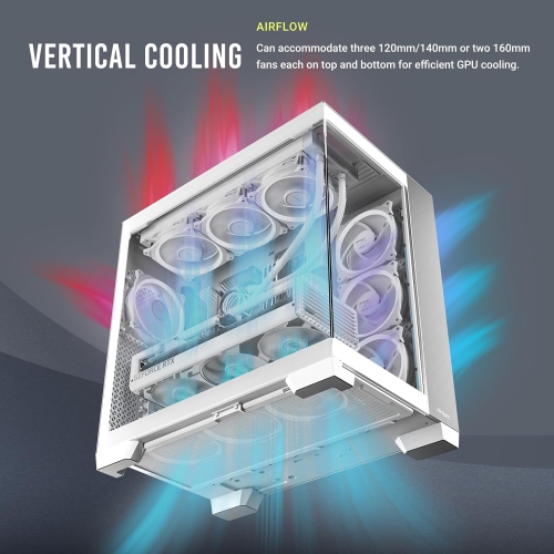 Antec C8 Aluminum White, Fans not Included, Aluminum Front Panel, Dual-Chamber Layout
