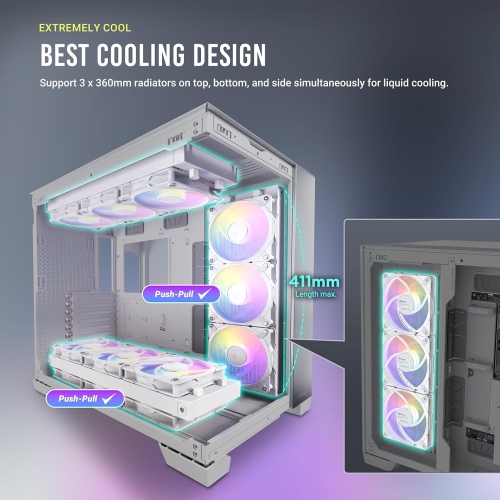 Antec C8 Aluminum White, Fans not Included, Aluminum Front Panel, Dual-Chamber Layout