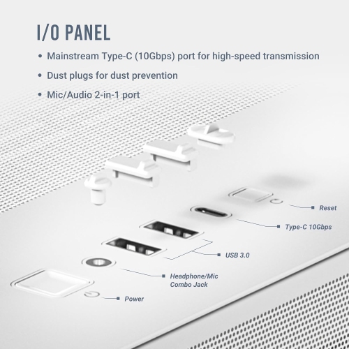 Antec C8 Aluminum White, Fans not Included, Aluminum Front Panel, Dual-Chamber Layout