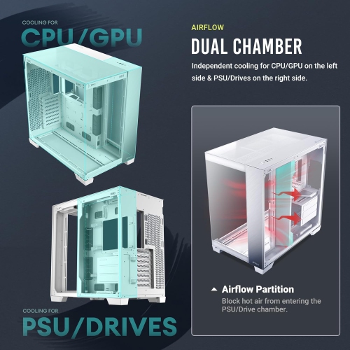 Antec C8 Aluminum White, Fans not Included, Aluminum Front Panel, Dual-Chamber Layout