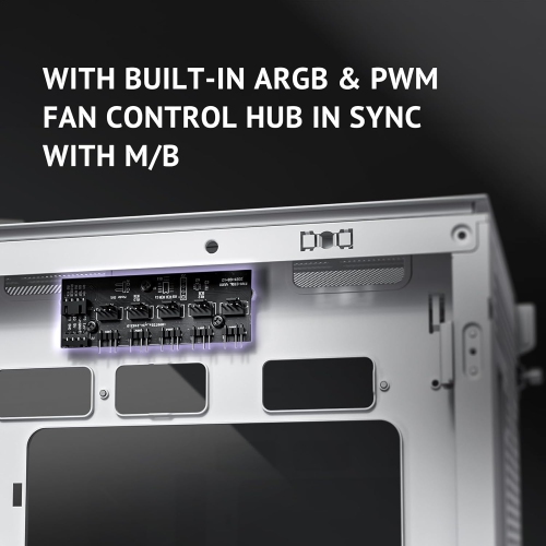 Antec Flux blanc, 5 ventilateurs PWM inclus, jusqu'à 9 ventilateurs simultanément, type C, panneaux en fer maillé et cadre en bois