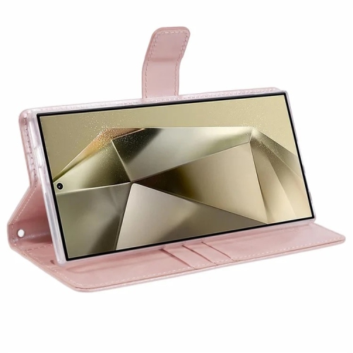 TopSave Goospery BLUEMOON Card Slot w/Magnetic Clip Leather Folio Wallet Flip For Samsung Galaxy S25 Ultra 6.9-inch, Rose Gold