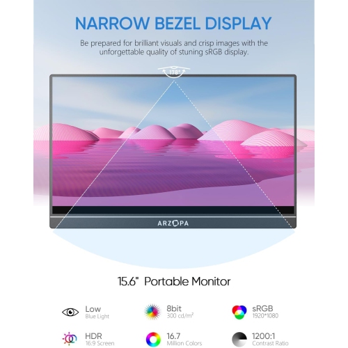 ARZOPA 15.6" 1080p HD IPS Kickstand Portable Monitor (A1) - USB-C by ARZOPA - Open Box condition - Image 3