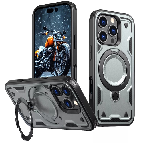 [CS] Shockproof Kickstand Magsafe Case Cover with Ring Stand for iPhone 12 / 12 Pro, Grey