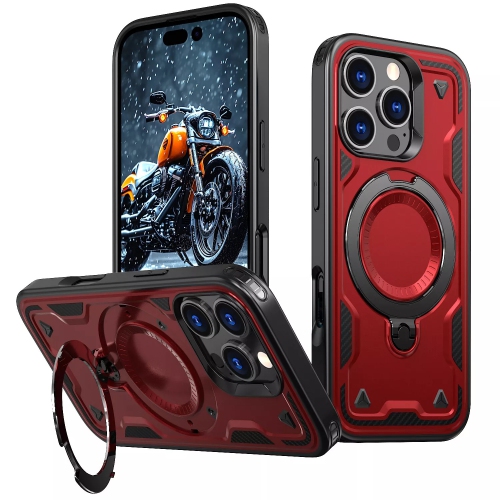 [CS] Shockproof Kickstand Magsafe Case Cover with Ring Stand for iPhone 12 / 12 Pro, Red