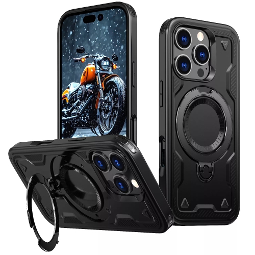 [CS] Shockproof Kickstand Magsafe Case Cover with Ring Stand for iPhone 12 / 12 Pro, Black