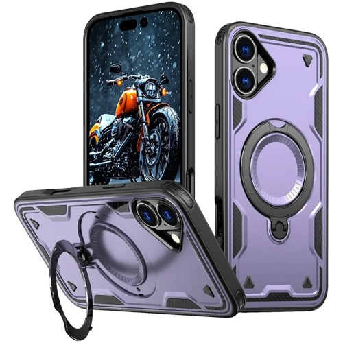 CSMART  [Cs] Shockproof Kickstand Magsafe Case Cover With Ring Stand for Iphone 16 In Purple