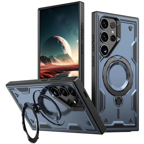 [CS] Shockproof Kickstand Magsafe Case Cover with Ring Stand for Samsung Galaxy S24 Ultra, Navy