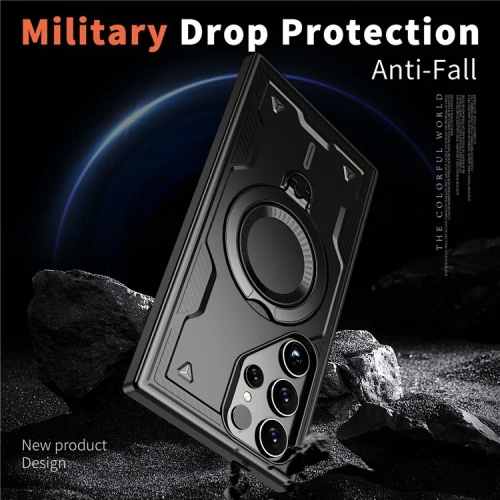 [CS] Shockproof Kickstand Magsafe Case Cover with Ring Stand for Samsung Galaxy S24 Ultra, Navy