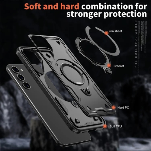 [CS] Shockproof Kickstand Magsafe Case Cover with Ring Stand for Samsung Galaxy A15 5G, Grey