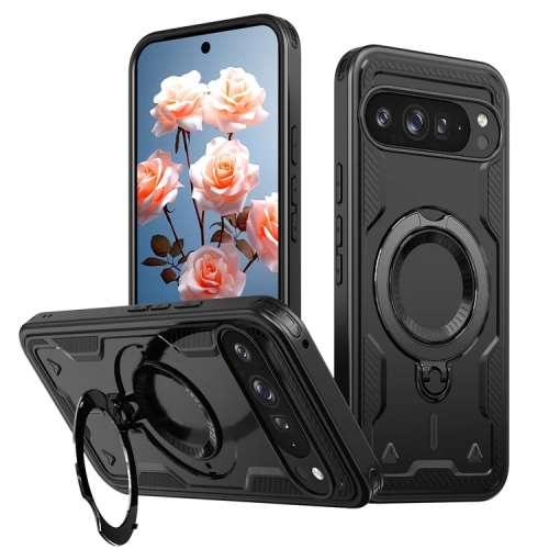 Image 1 of 5.. [CS] Shockproof Kickstand Magsafe Case Cover with Ring Stand for Google Pixel 9 Pro XL, Black