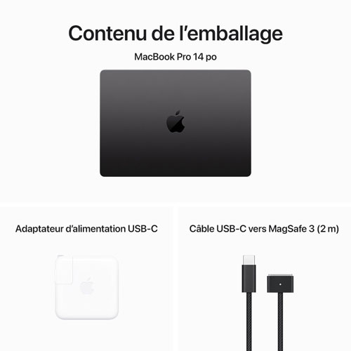 Open Box - Apple MacBook Pro 14.2" - Space Black (Apple M3 Pro / 512GB SSD / 18GB RAM) French (APPLECARE+ EXPIRES SEPTEMBER 2027)