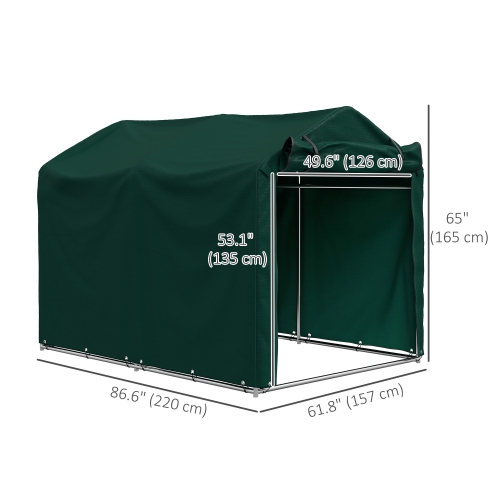 Outsunny 7' x 5' Garden Storage Tent, UV Resistant Bike Shed, Patio Storage Shelter with Roll-up Zipper Door, Outdoor Waterproof Carport Shelter for