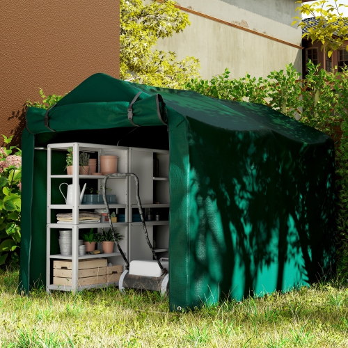 Outsunny 7' x 5' Garden Storage Tent, UV Resistant Bike Shed, Patio Storage Shelter with Roll-up Zipper Door, Outdoor Waterproof Carport Shelter for