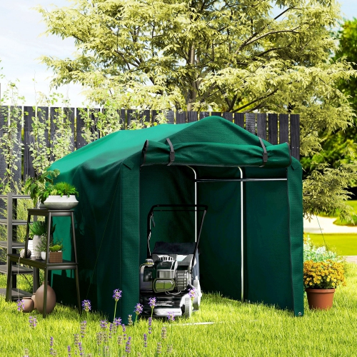 Outsunny 7' x 5' Garden Storage Tent, UV Resistant Bike Shed, Patio Storage Shelter with Roll-up Zipper Door, Outdoor Waterproof Carport Shelter for