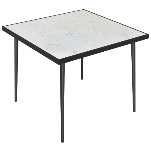 Table à manger extérieure Outsunny pour 4, table à manger carrée avec surface en verre trempé et cadre en acier, table de jardin pour balcon, jardin,