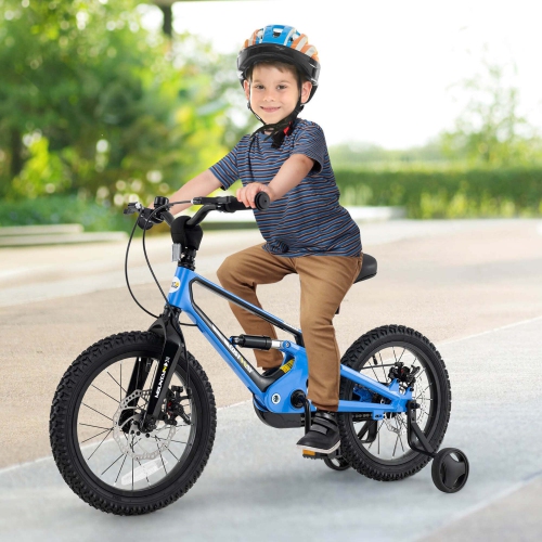 Costway 16 Inch Children Bicycle with Training Wheels & Double Disc Brakes Adjustable Seat Magnesium Alloy