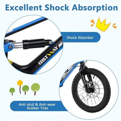 Costway 16 Inch Children Bicycle with Training Wheels & Double Disc Brakes Adjustable Seat Magnesium Alloy