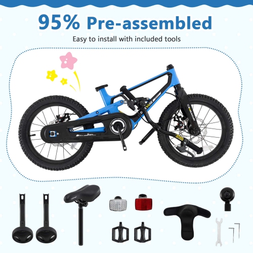 Costway 16 Inch Children Bicycle with Training Wheels & Double Disc Brakes Adjustable Seat Magnesium Alloy