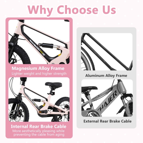 Costway 16 Inch Children Bicycle with Training Wheels & Double Disc Brakes Adjustable Seat Magnesium Alloy